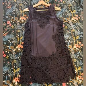 Abercrombie & Fitch Black Lace Shift Dress w Sheer Detail and Removable Slip
